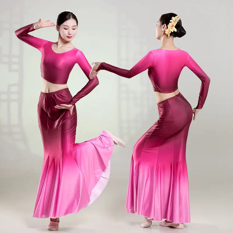 Dai Costume da spettacolo di danza etnica per donna Abito da sirena per pratica slim fit per adulti Abito da ballo di pavone