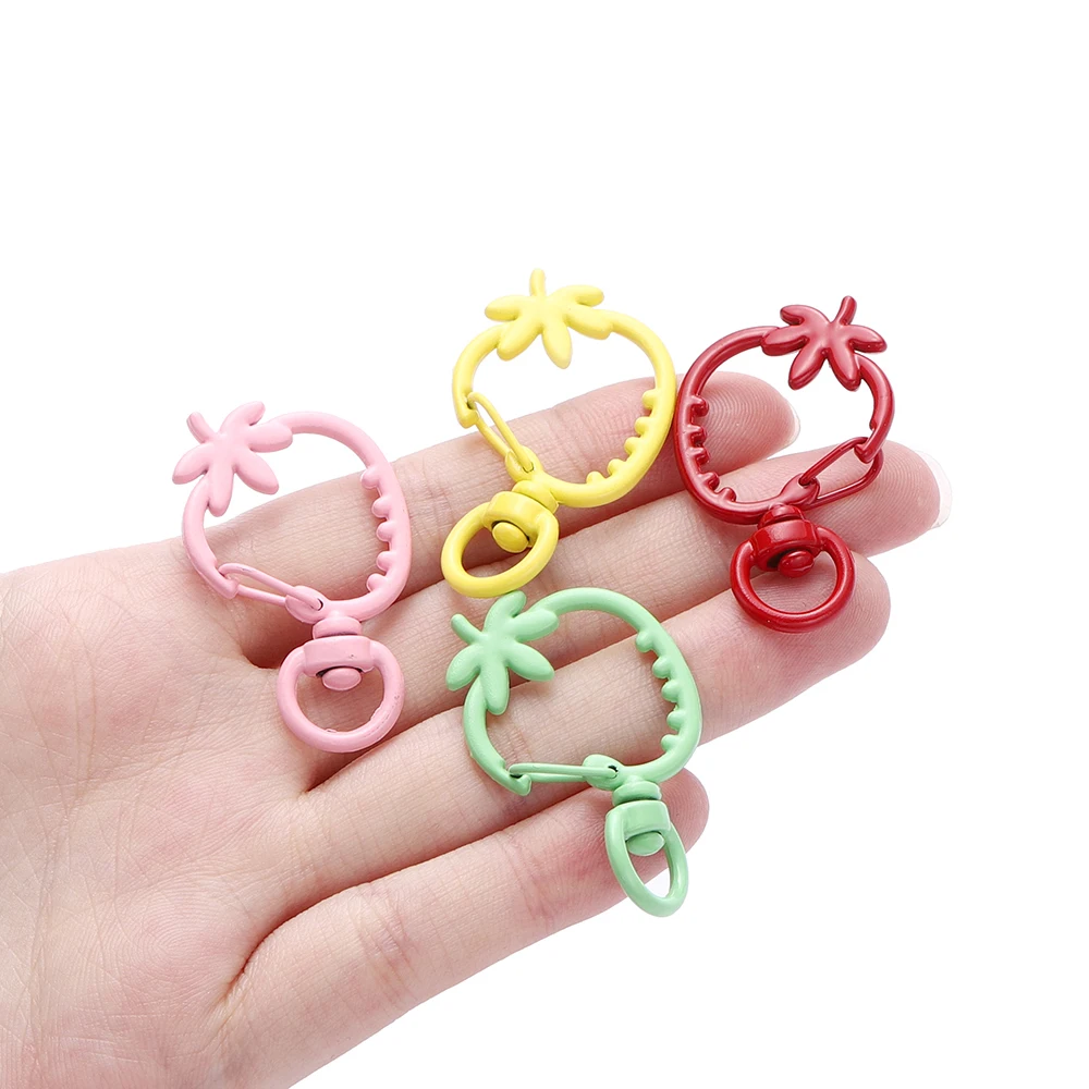 5pcs/Lot Strawberries Shape Key Chain Colorful Split Keychain for DIY Key Chain Jewelry Making Accessories Supplies Wholesale