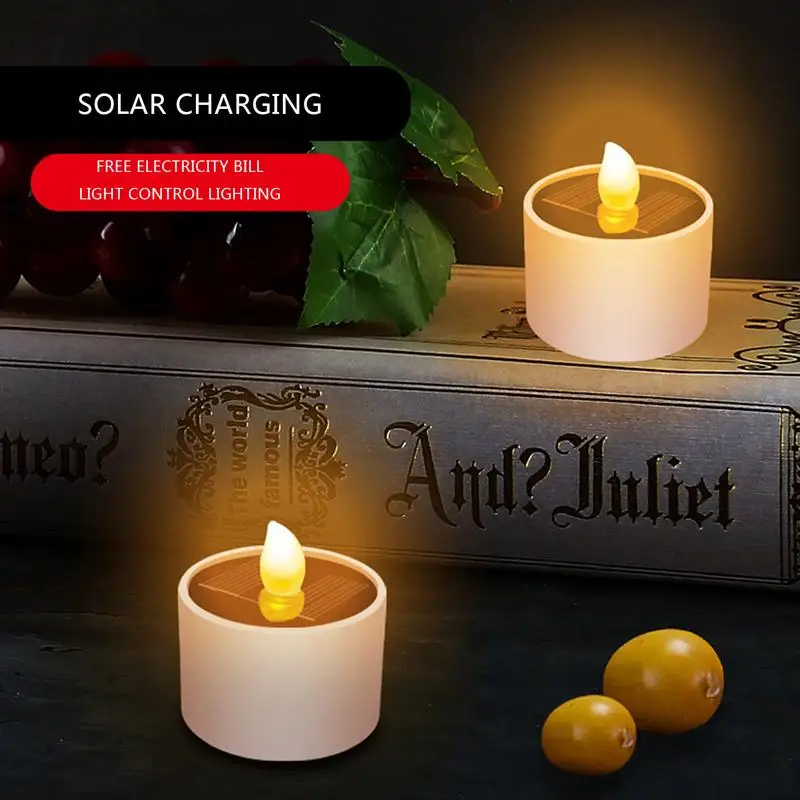 

Solar Powered LED Candle solar candle lights Reusable LED Tea Light Candles Solar Flickering Candles Wedding Romantic Decor