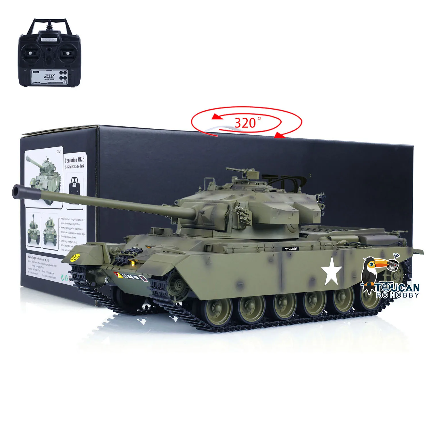 1/16 Tongde RC Tank Panzer RC Sistema de Batalha Infravermelho Unidade BB Tanque Centurion MK5 Elétrico Pronto para Correr Brinquedo Modelo Presentes TH23297
