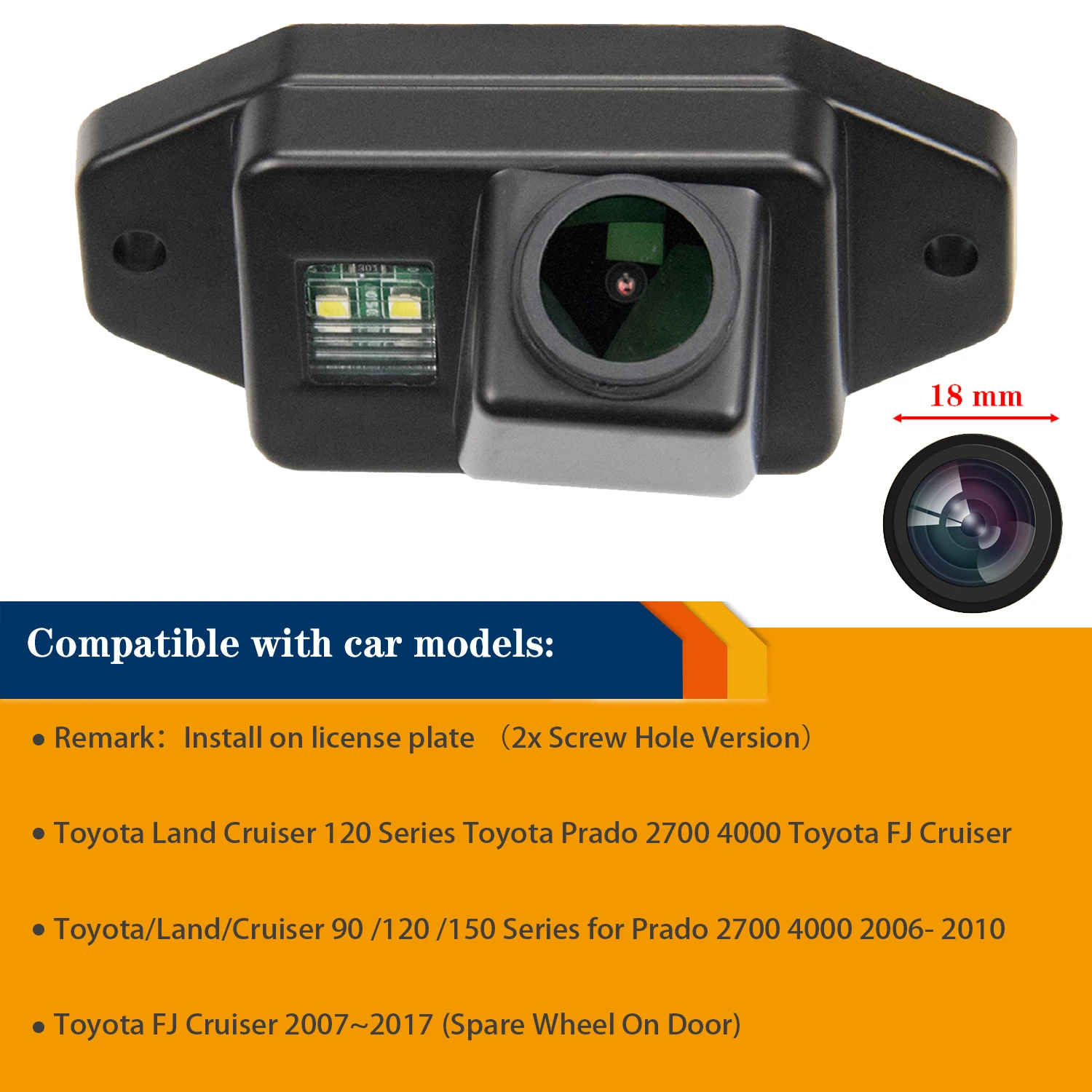 HD 1280*720P Parking Camera for Toyota FJ Cruiser GSJ15W Toyota/Prado/Land/Cruiser 120 ,Rear View Night Vision Camera