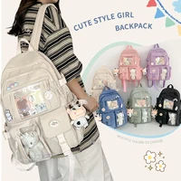Nueva linda mochila de nailon para niñas, colegialas y damas, bolso escolar para estudiantes con múltiples bolsillos