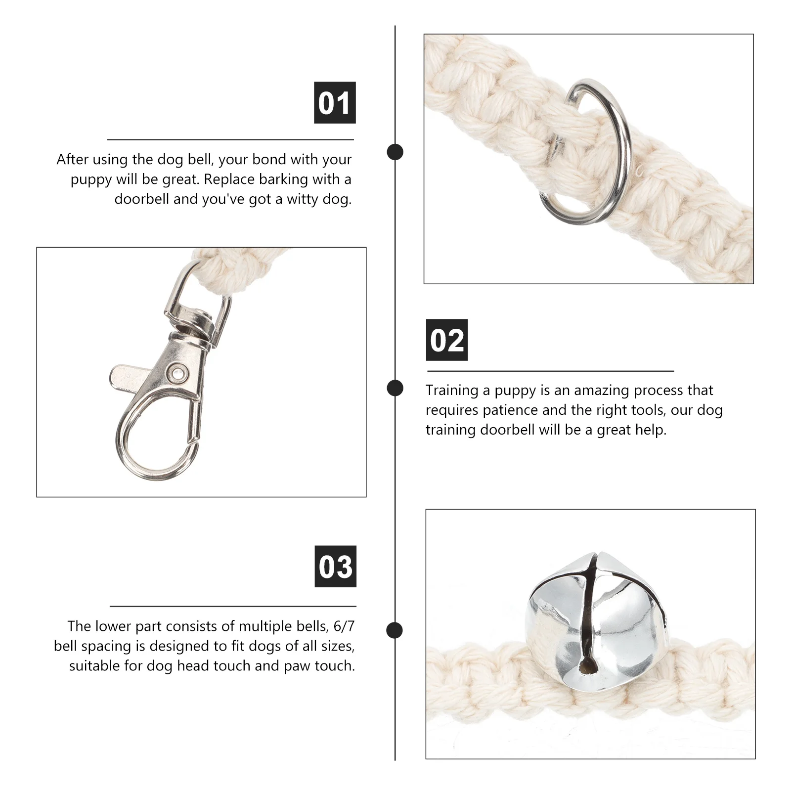 

Dog Training Door Bell Creative Rope Durable Pet Alarm Bells for Potty Training High Class Iron Crisp Tone Snap Design Easy