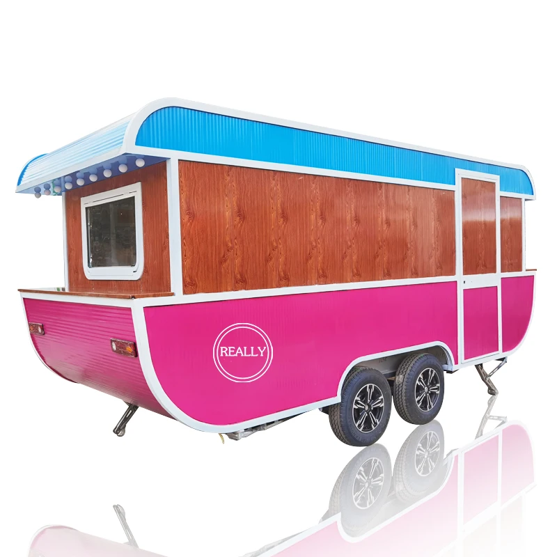 Commercial Towable Food Trailer Street Mobile Kitchen Outdoor Food Vending Truck for Sale Ice Cream Bubble Tea Cart for Sale