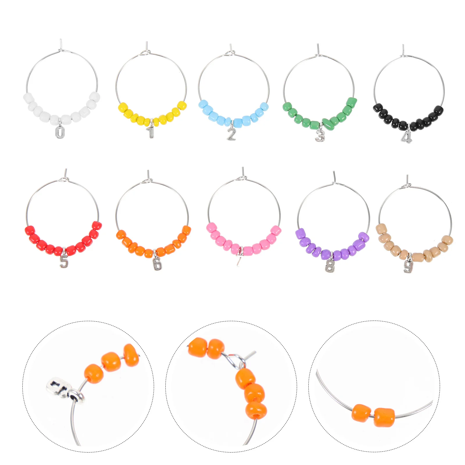

10Pcs Exquisite Glass Charms Easy to Apply Washable Suitable for Ktv Nightclubs Beads Glass Markers Drink Markers