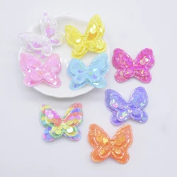 16Pcs 38*32mm Glitter Seaquins Butterfly Padded Appliques for DIY Clothes Hat Shoes Sewing Patches Headwear Hair Clips Bow Decor