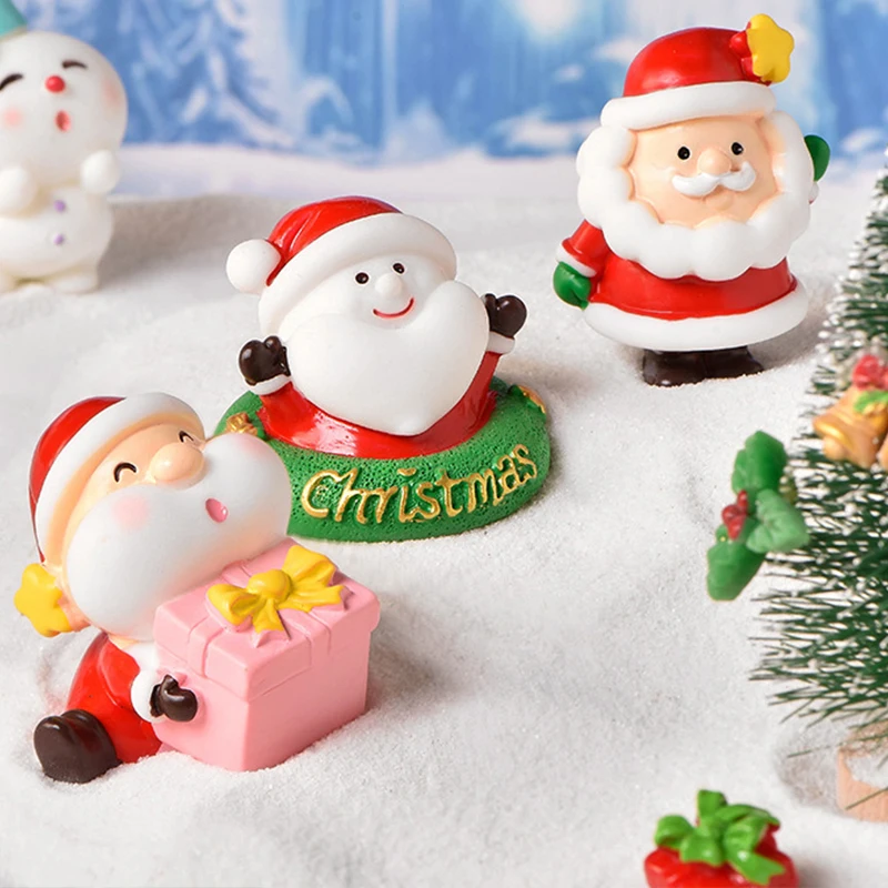 Christmas Ornaments Miniature Santa Claus Snowman Tree Elk Landscape Decorations Supplies For Home Xmas Party New Year Decor