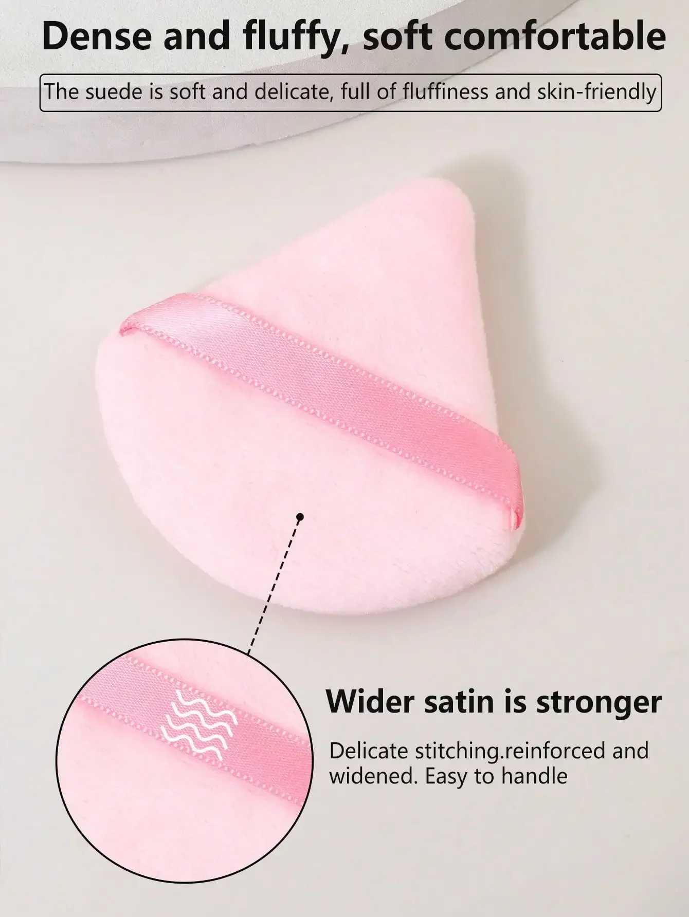 10 Stück dreieckige Samt-Puderquaste, Pizza-Form, Mini-Gesichts-Make-up-Schwamm, Kosmetik, waschbar, leichtes Make-up-Werkzeug – Detail 6