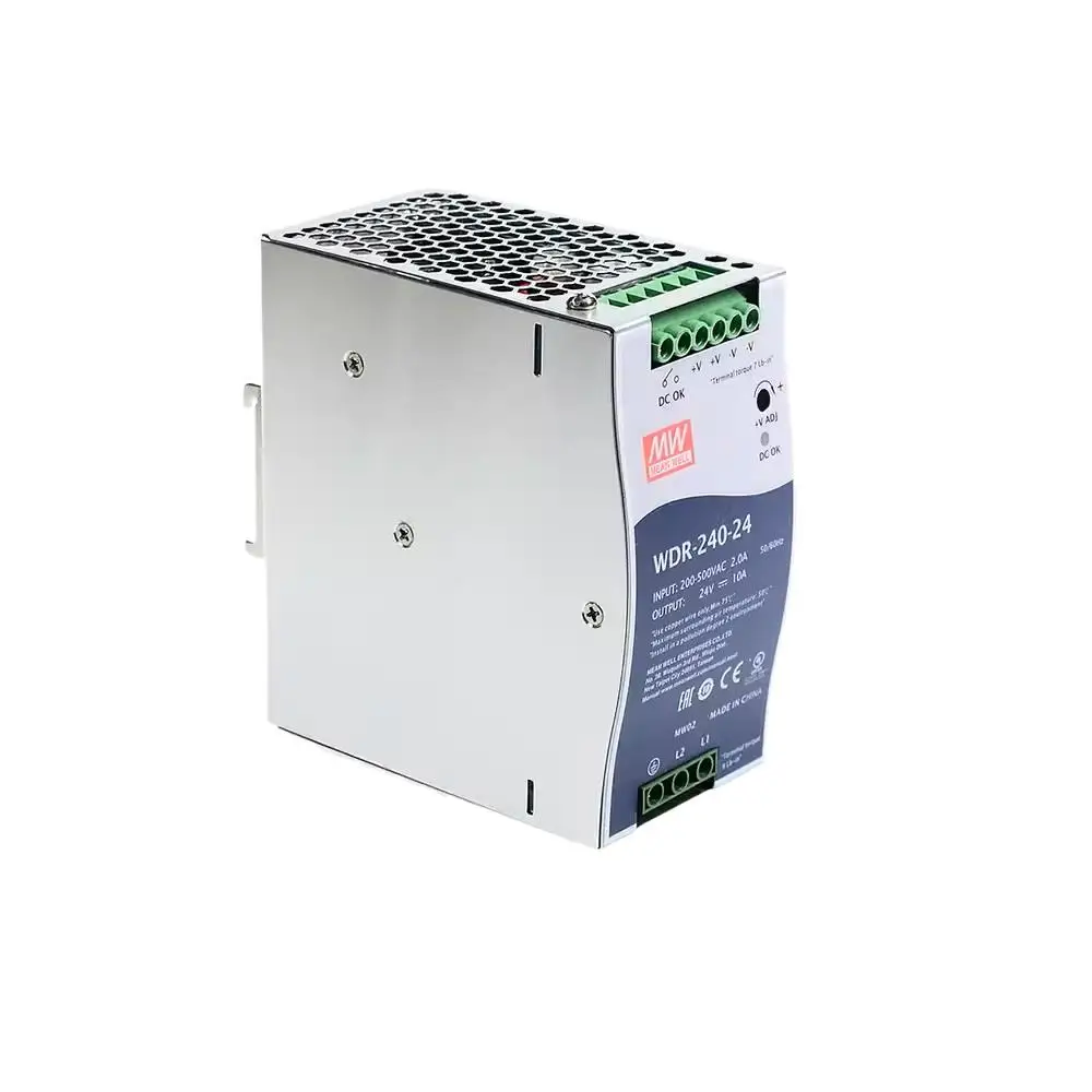 MEAN WELL WDR-240 WDR-240-24 WDR-240-48 Guideway 240W Switching power supply 220V/380V to 24V 48V MW thin PFC