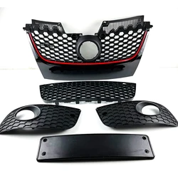 Front Honeycome Grille Red Stripe Center Hood Grills lower fog light grill For VW Golf MK5 GTI Jetta MK5 GLI 2006-2011
