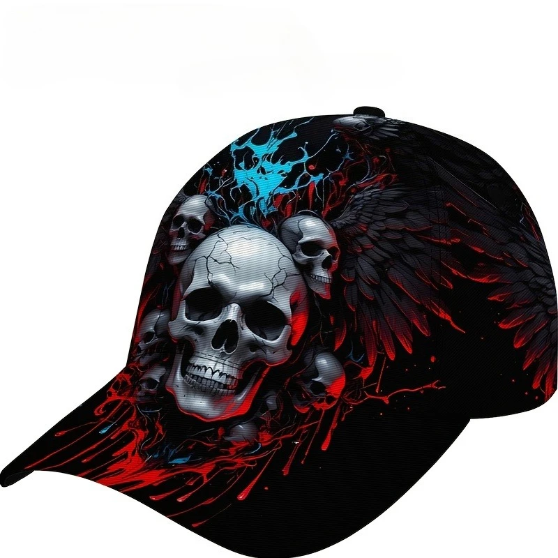 1 Piece Skull Pattern Hip-Hop Fashion Baseball Cap - Unique Style Design, Adjustable Size, Cool Graphic Prints, Sporty Headwear,