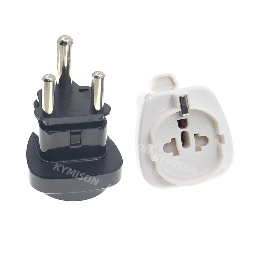 Large South Africa Travel Adapter, Convert Swiss Italy Round Pins To Large South Africa Plug 15A 250V Connector For Travel Charg