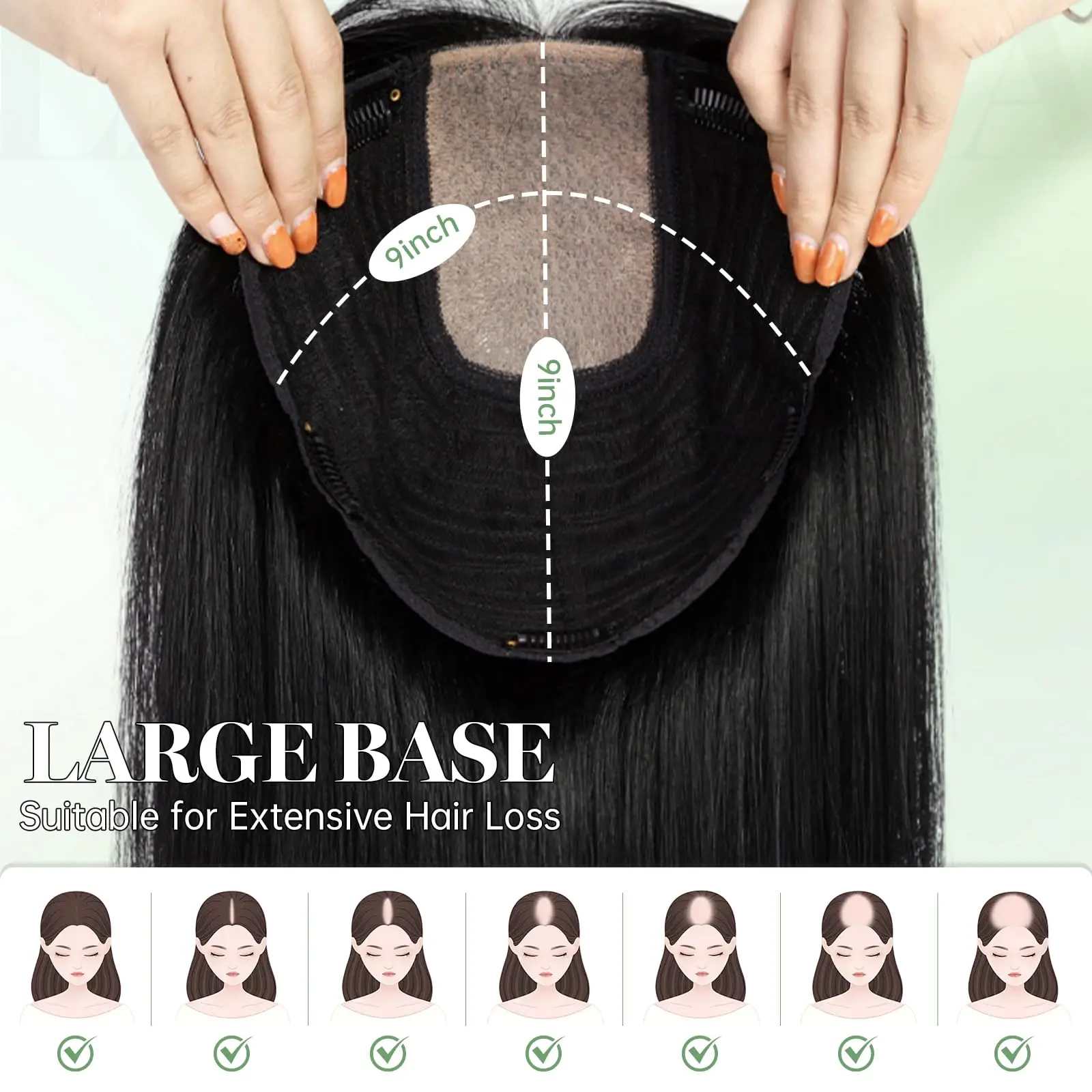 Rambut Asli Remy Lurus 16 Inci untuk Wanita, Ekstensi Rambut Hitam dengan Akar Gelap, 3 Jepitan, Hairpiece Hitam
