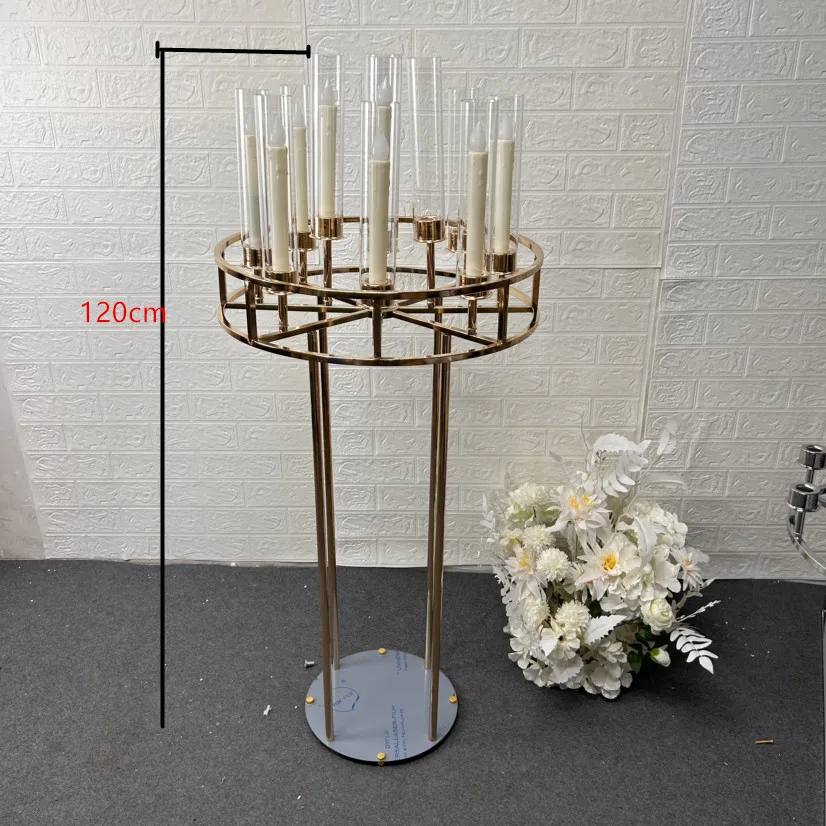 5PCS New Style Acrylic Flower Rack Gold Arch Stand Road Lead Wedding Centerpiece Flower Rack For Event Party Decoration