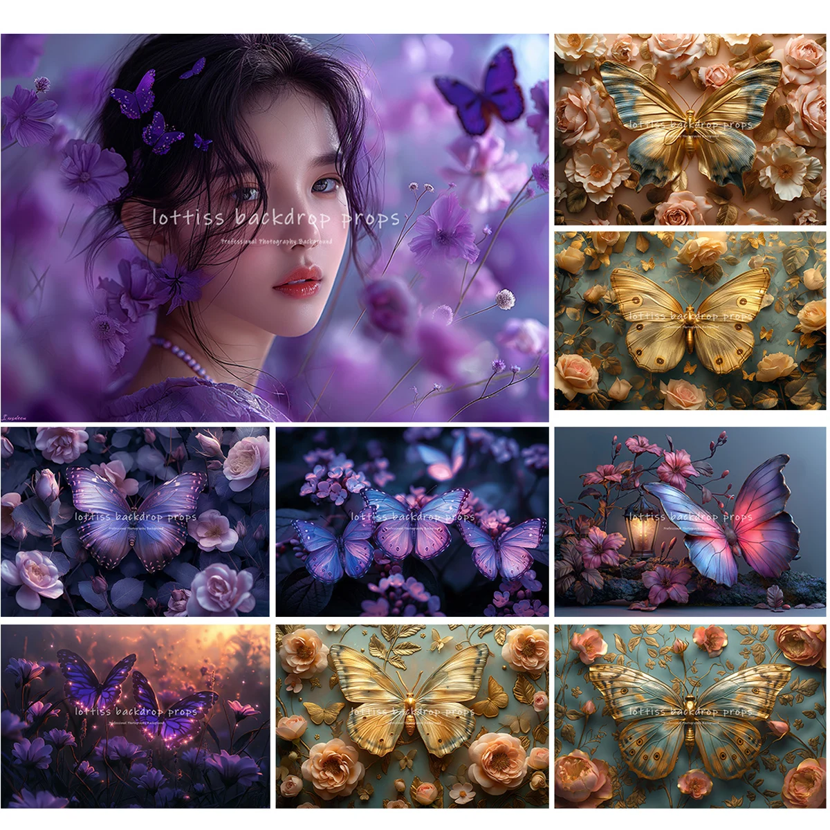 

Spring Butterfly Garden Backdrops Kids Girl Photography Props Child Baby Birthday Cake Smash Photocall Decors Floral Backgrounds