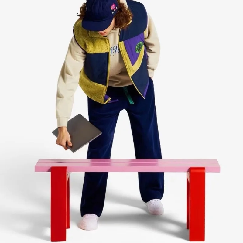 Dopamine Color Entryway Bench Long Split Design Stool for Bedroom Modern Shop Waiting Chair Milk Tea Store Seating & Home Decor