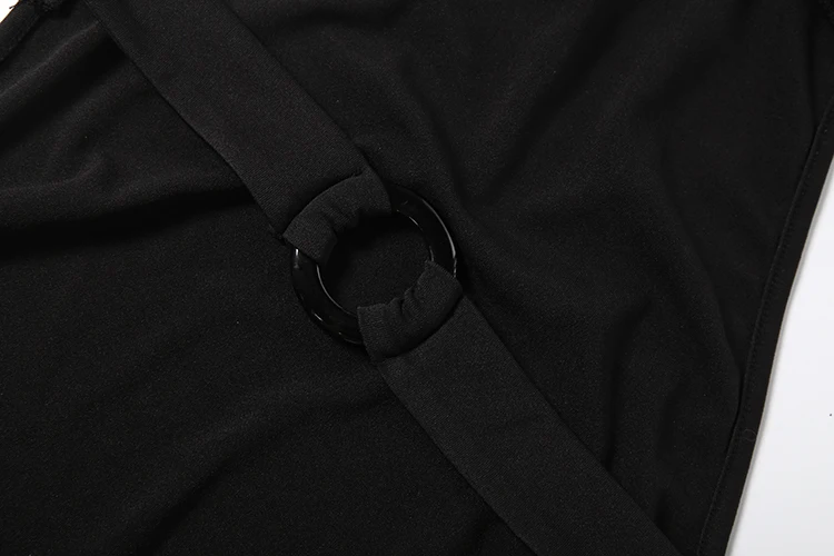 Weird Puss Sexy Rückenfreies Kleid Damenmode Klassisches Gerafftes Neckholder-Rollkragenkleid mit Perlen-Patchwork und Band, Trendiges Party-Club-Bodycon-Kleid – Detail 10