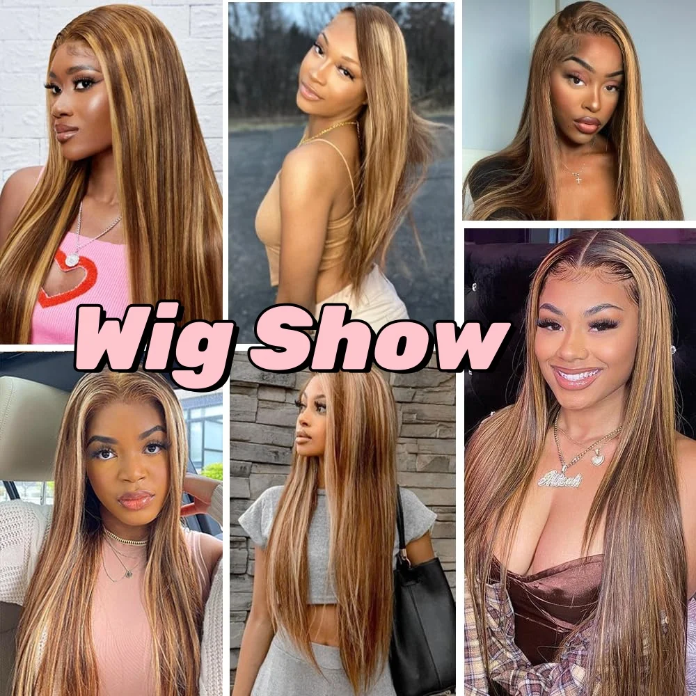 P4/27 Straight Wigs 200 Density 13x4 HD Transparent Lace Front Human 100% Natural Brazilian Hair Frontal Wigs