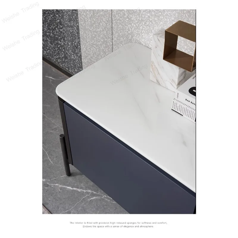 Italian minimalist living room TV cabinet, modern minimalist marble slate floor cabinet