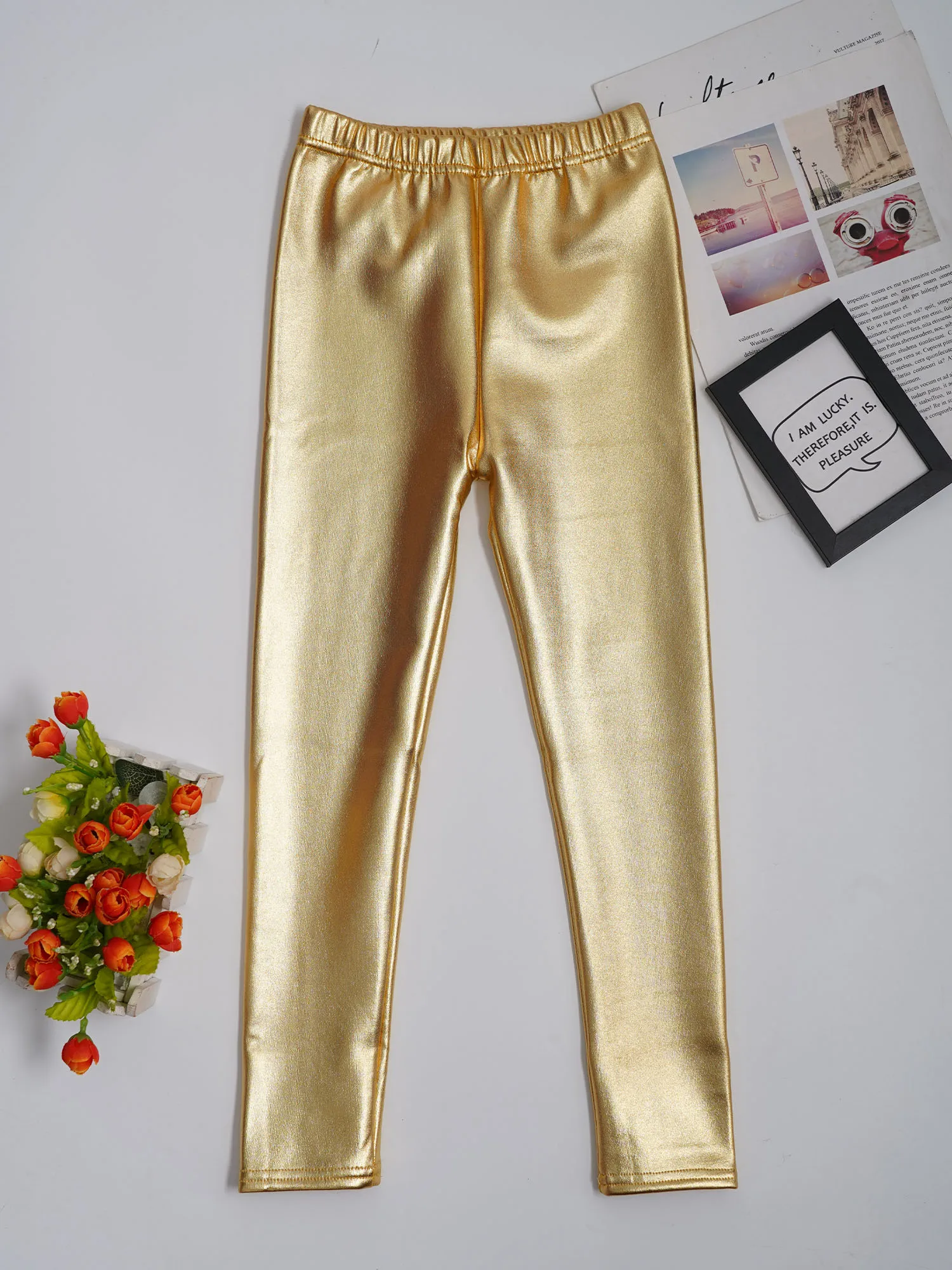 เด็กผู้หญิง SHINY METALLIC ขนแกะ Legging Tights กางเกงโยคะ WARM บัลเล่ต์เต้นรํากางเกงขายาว JAZZ Hip-Hop Dance กางเกง