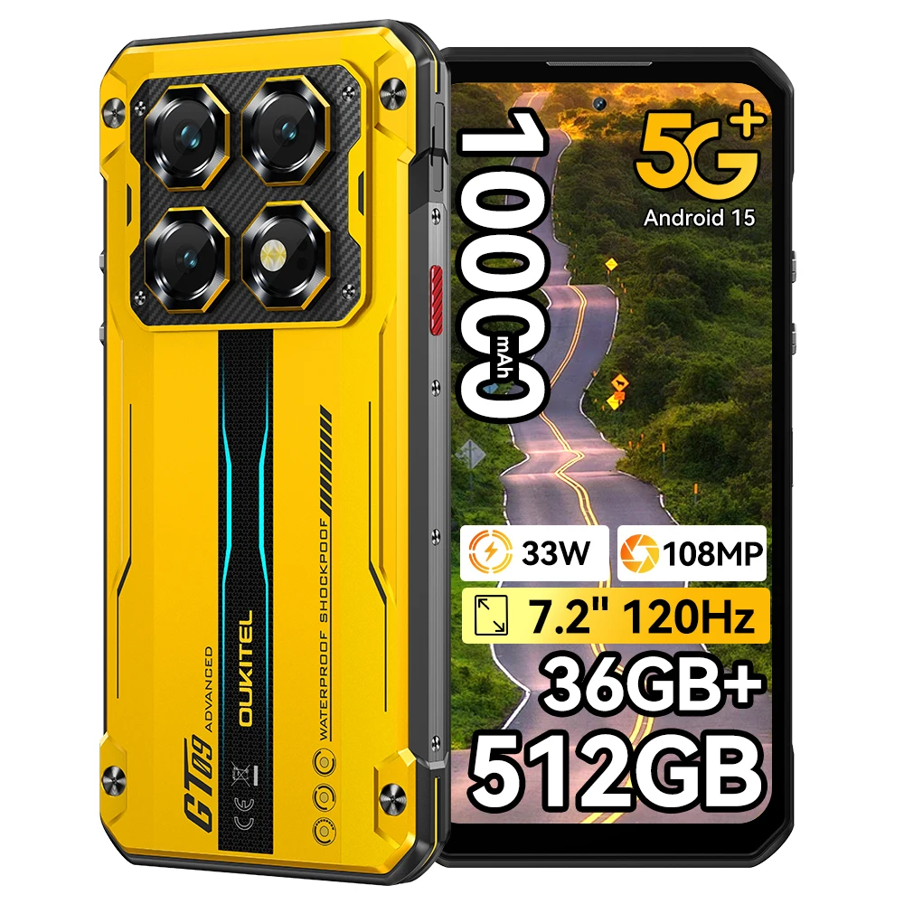 OUKITEL Robuuste Telefoon WP60 5G 24GB(8+16) 256GB / 36GB(12+24) 512GB 7,2” HD+ 120Hz Smartphone 10000mAh 108MP Android 15 NFC