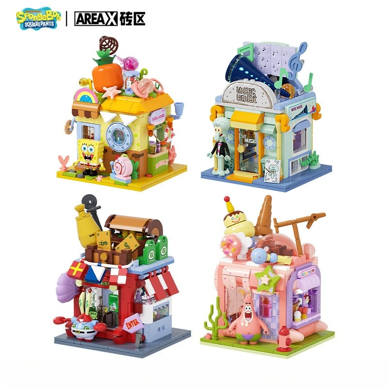

Строительные блоки AREAX, Губка Боб, квадратные штаны, забавный магазин, головоломка с видом на улицу, сборка, игрушки «Счастливые приключения», детский подарок на день рождения