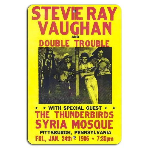 Stevie Ray Vaughan 1986 Syria Mosque Concert Metal Sign