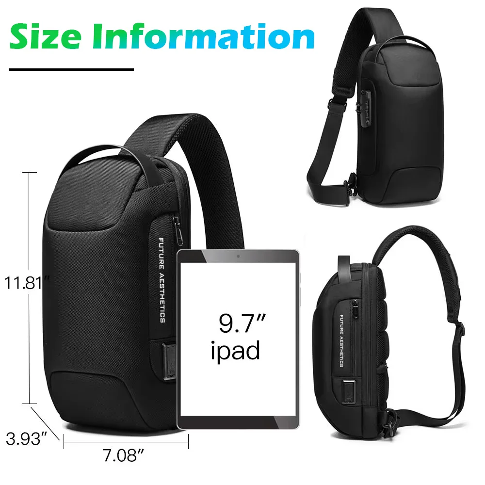 BANGE Business Crossbody Bag Men Portable Shoulder Messenger Bags Male Waterproof Travel Short Trip Chest Bag For 9.7 Inch iPad
