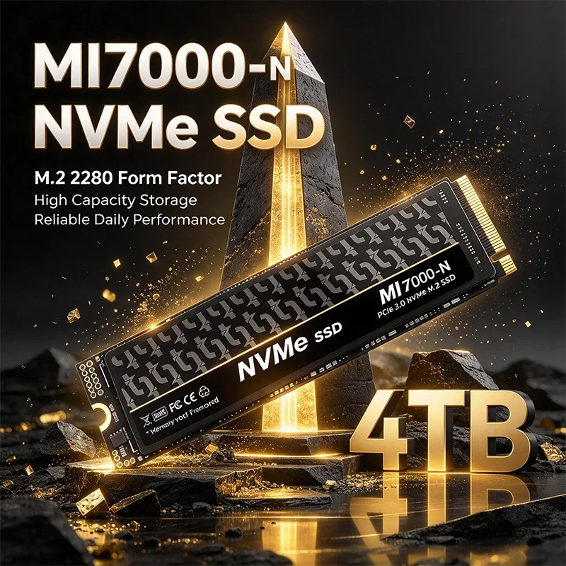 MI7000-N M.2 2280 NVMe PCIe 3.0x4 SSD TLC 3D Internal Solid State Drive 500GB‑4TB For Gaming Desktop Laptop PC Storage