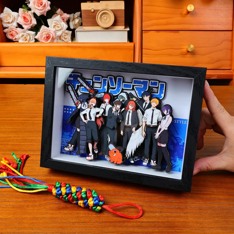 Novo anime motosserra homem artesanal pintura 3d figura modelo jogando 3d decorativo pendurado imagem desktop ornamento periférico presentes