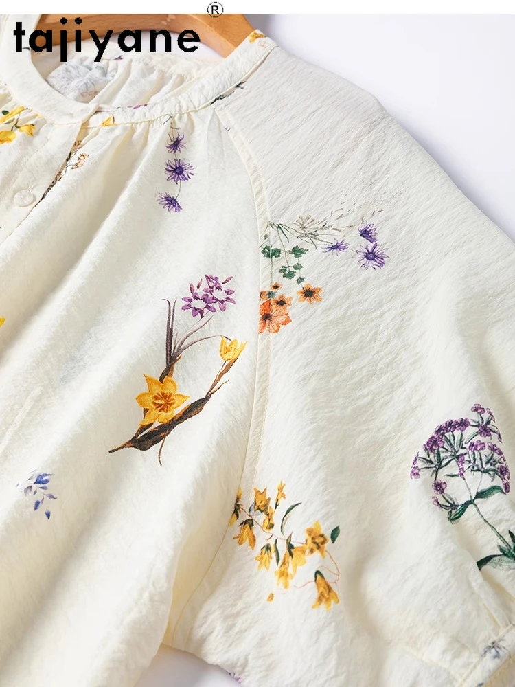 TAJIYANE 76 % Natürliche Maulbeerseide Hemd Frau Neuheiten 2025 Kurzarm Bluse Trockene Seide Sommer Tops Damen Kleidung Camisas