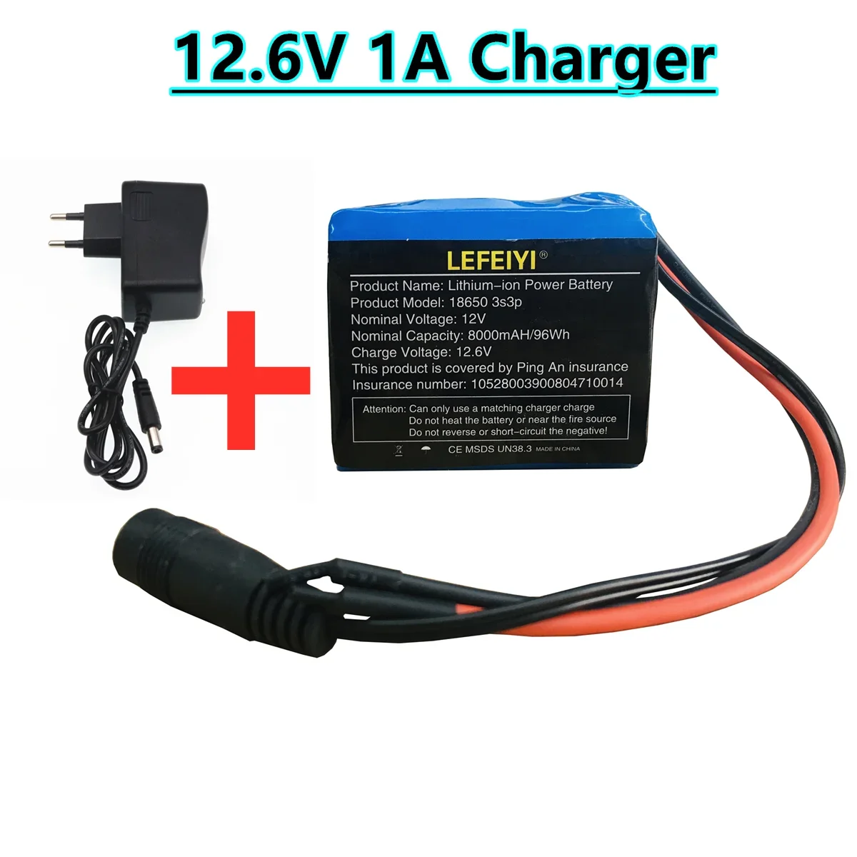 3S3P 11.1V /12.6V 8000mAh 18650 Lithium-ion Battery Pack with 5A BMS for LED Lamp Light Backup Powe Etc+12V  Charger