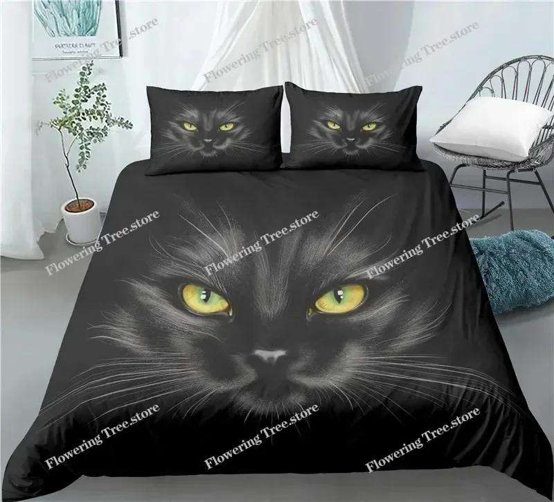 

Kids Cat Duvet Cover Queen Size,Cartoon Kitten Sleeping on Crescent Moon Stars Night Dreams Polyester Comforter Cover for Kids