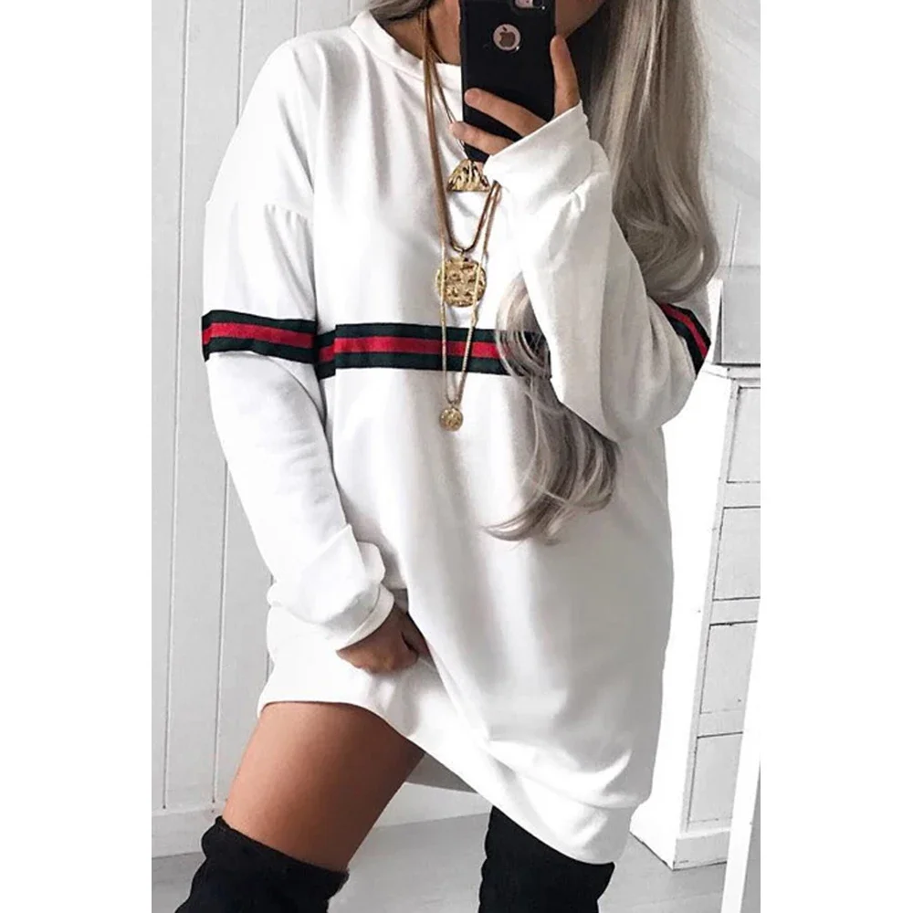 Womens Winter Tops Oversized Striped Sweatshirt Long Sleeve Crew Neck Casual Pullover Tunic Tops Easy Fall Outfits