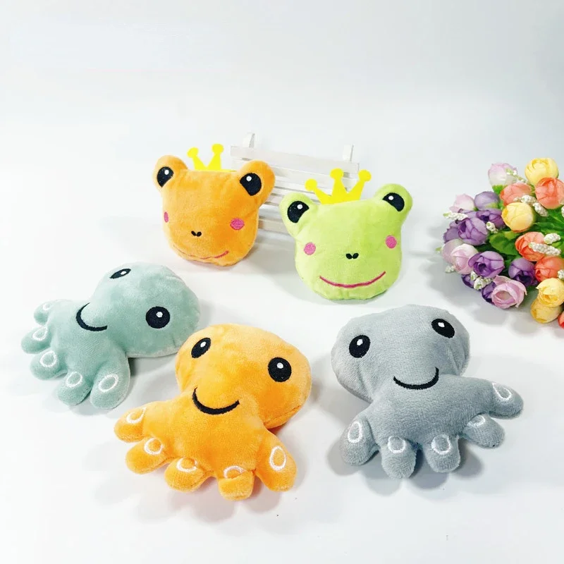 Cute Pet Dog Plush Puppy Toy Interesting Fleece Frog Octopus Chewing Pet Molar Playing Toy Suitable for Small Meduim Dog