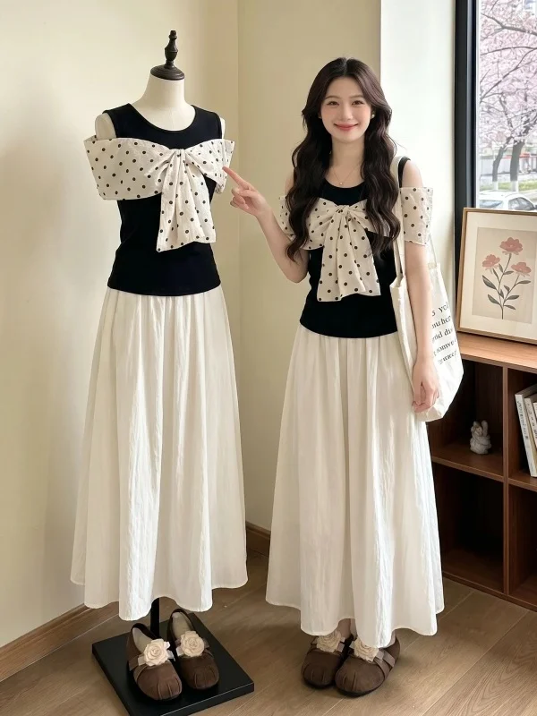 

Summer Fashion Checkered Knot Two-Piece Set Women's plus Size Outfit Floral Print Short Sleeve round Neck T-Shirt