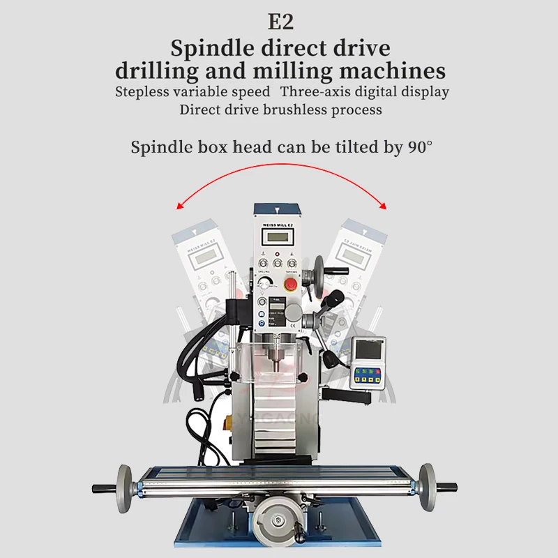 

E2 Spindle Direct Drive Drilling And Milling Machines Stepless Speed DC Brushless Motor Can Be Tilted Left And Right 90°