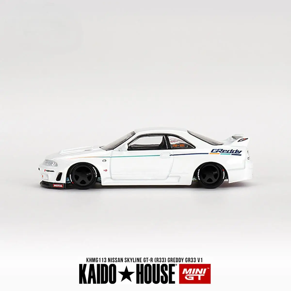 TSM KAIDO HOUSE MINI GT 1/64 KHMG113 Nissan Skyline GTR R33 V1 White Varnish Die-cast alloy car model