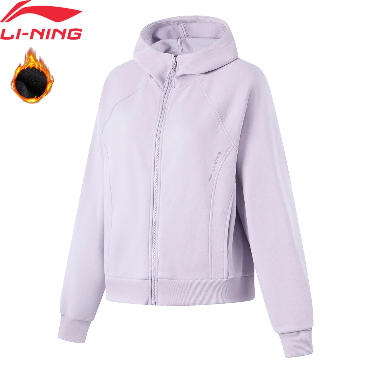 Li-Ning Women Training Fitness Hoodie WARM AT MOISTURE Loose Fit Cotton Polyester Comfort  Sports Hooded Pullovers Coat AWDU562