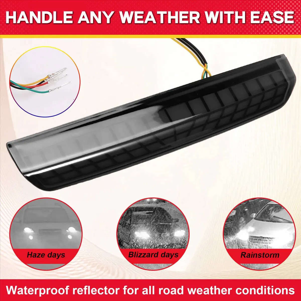 

Top Third 3rd Brake Light for Toyota Prado 250 LC250 2024,High Mount Brake Light, Rear Running Light+Brake+Turn Signal Black