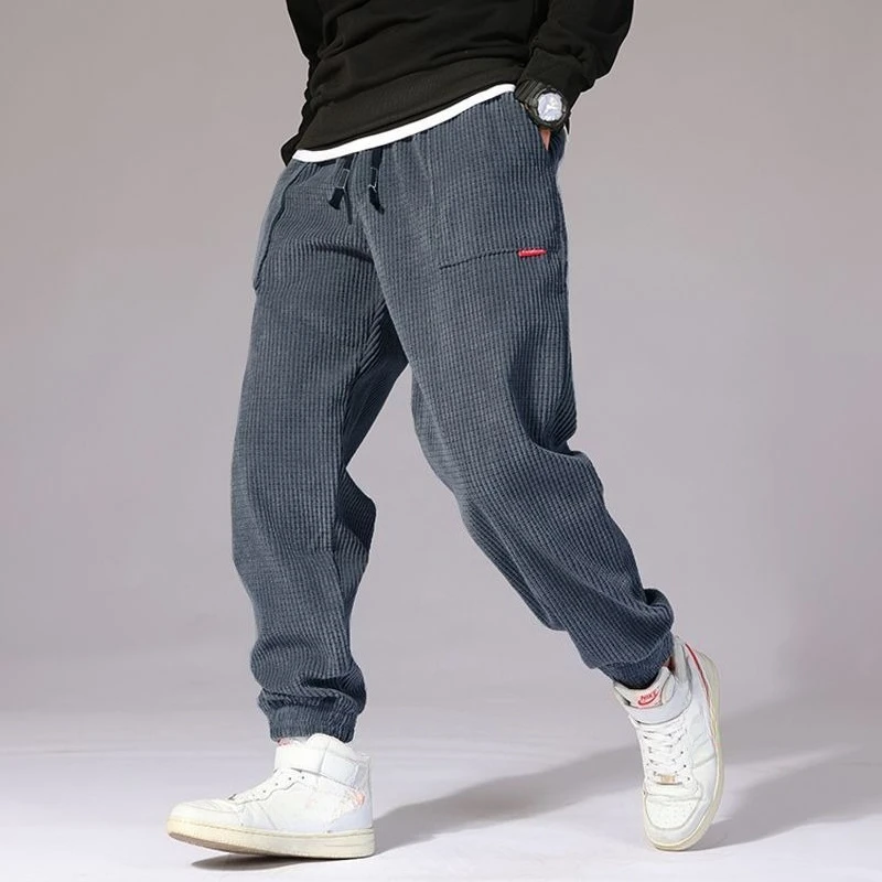 Men's Corduroy Sweatpants Fall Winter Fleece Lined Casual Streetwear Pants Warm Loose Trousers