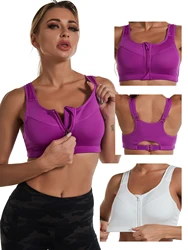 Reggiseno sportivo da donna con cerniera frontale Taglie forti Push up antiurto Yoga Running Fitness Bralette Canotta Intimo da donna 5XL