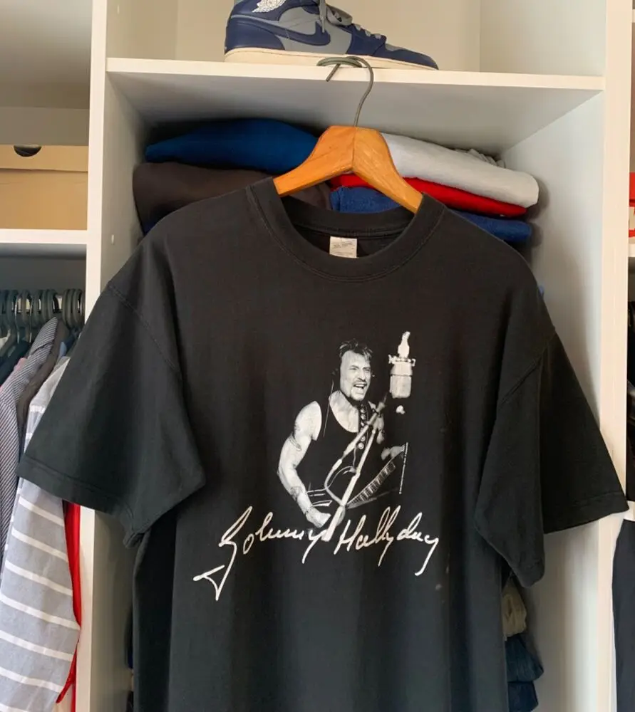 Vintage 1998 Johnny Hallyday T-shirt Funny Short Sleeve Tshirt Streetwear