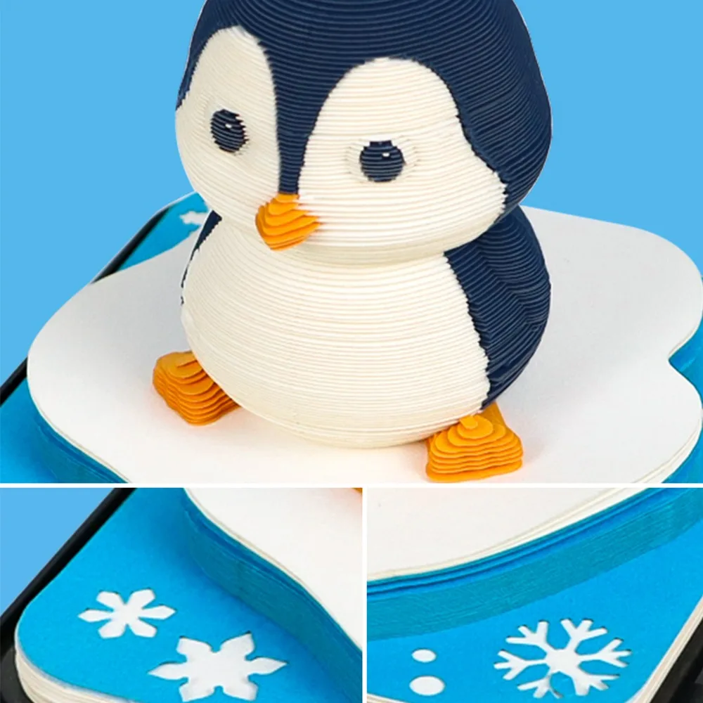 3D Mini Penguin Notebook para Crianças, Paper Carving Model Notepad, Presentes de mesa, Novo