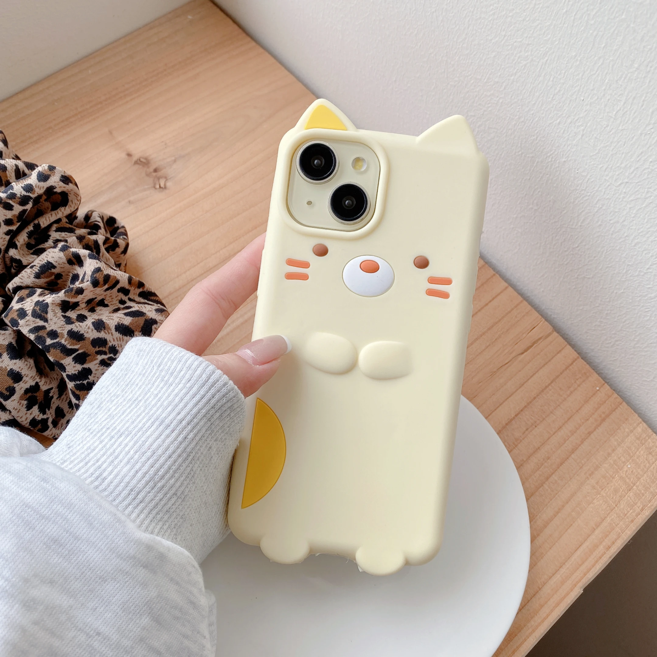 Kawaii Cartoon Sumikko Gurashi Cat Case For iPhone 16 15 14 13 12 11 Pro Max Soft Silicone Cover