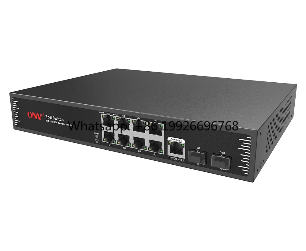 8 Port L2+ Managed Gigabit PoE+ Switch with QoS VLAN Support IP40 192Gbps Capacity ERPS 20ms Advanced Routing