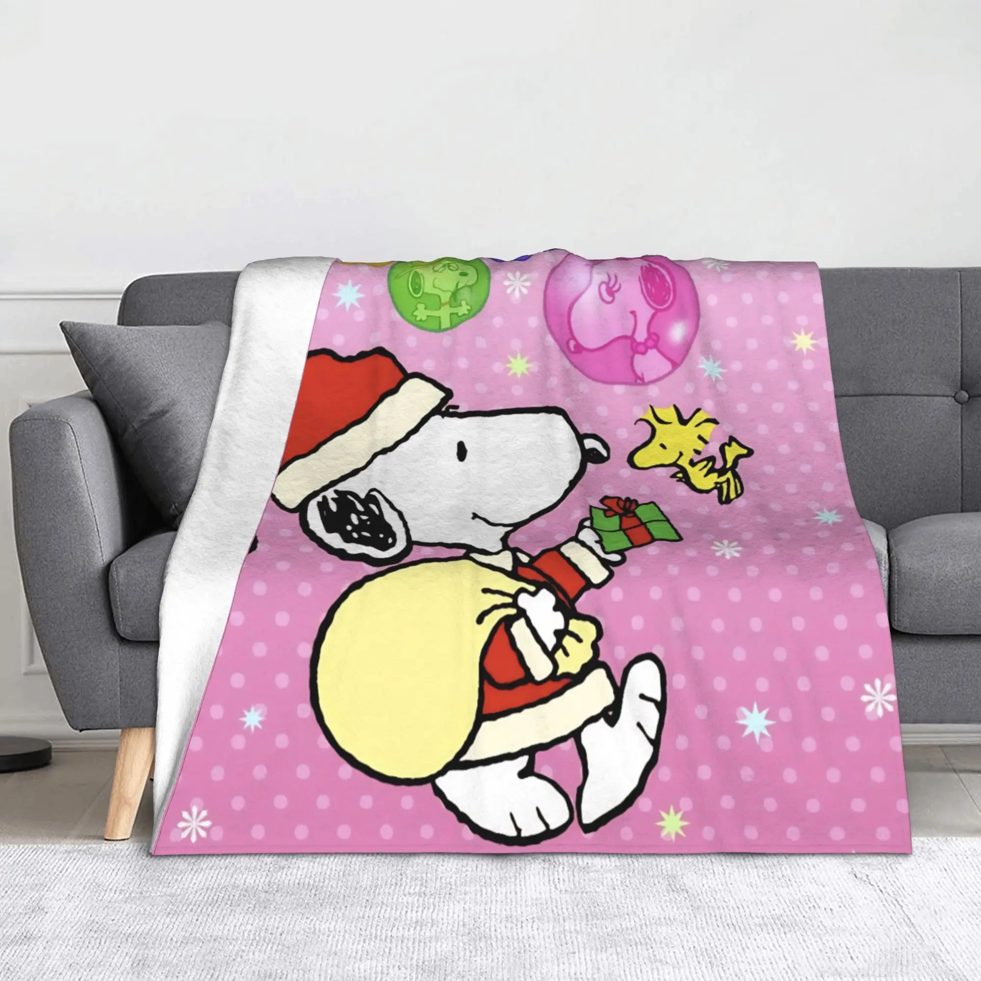S-Snoopys Xmas Christmas Tree Blanket Velvet  Ultra-Soft Throw Blankets for Bed Bedroom Quilt