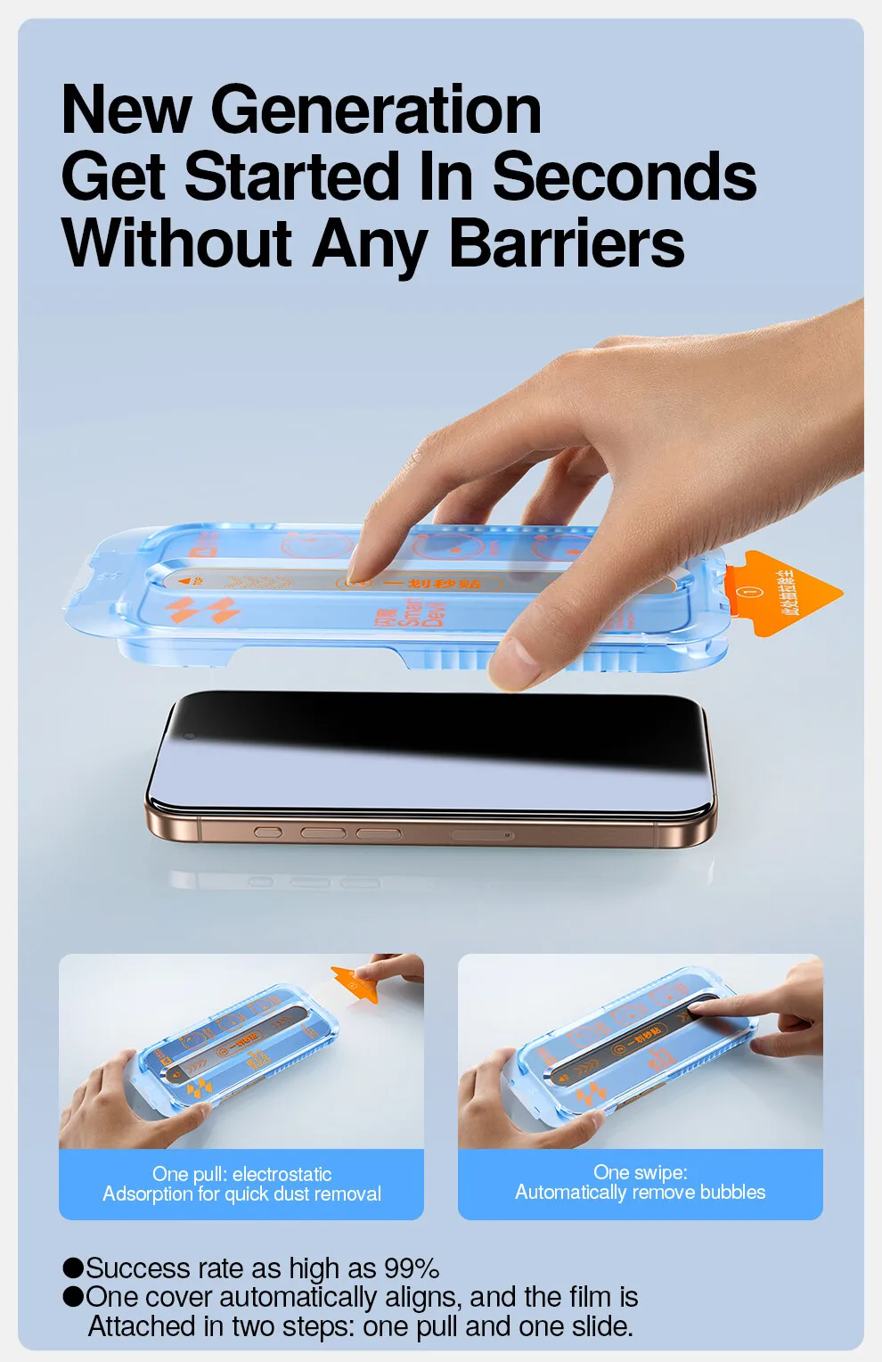 SmartDevil 2/3 Stück Sichtschutz-Displayschutzfolie für iPhone 16 Pro Max 15 14, Anti-Peeping-Werkzeug aus gehärtetem Glas, automatisches Staubentfernungswerkzeug – Detail 6