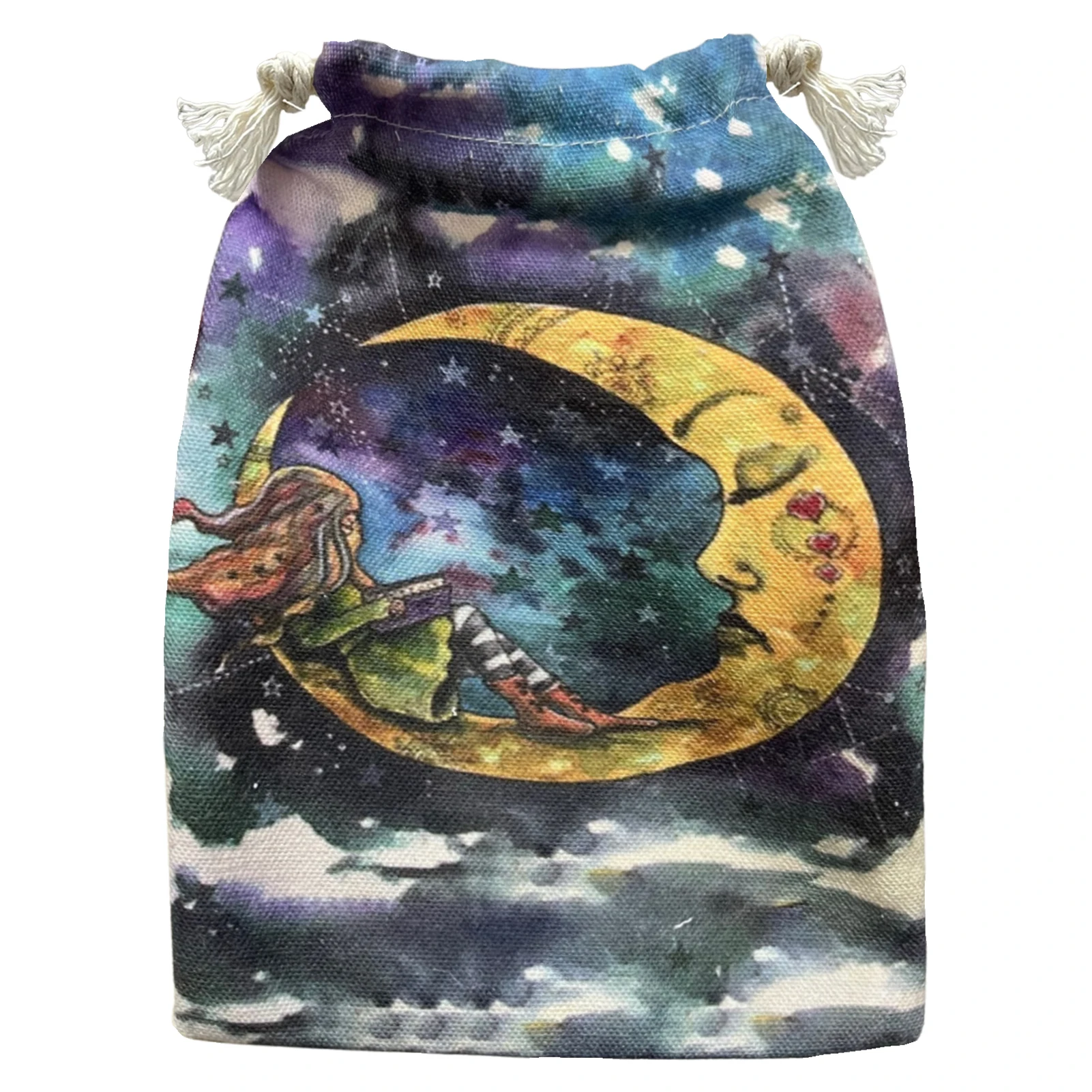 Tarot Card Pouch Mystery Girl Tarot Card Holder Portable Jewelry Pouch Tarot Card Bag With Drawstring Flannel Print Tarot Cloth