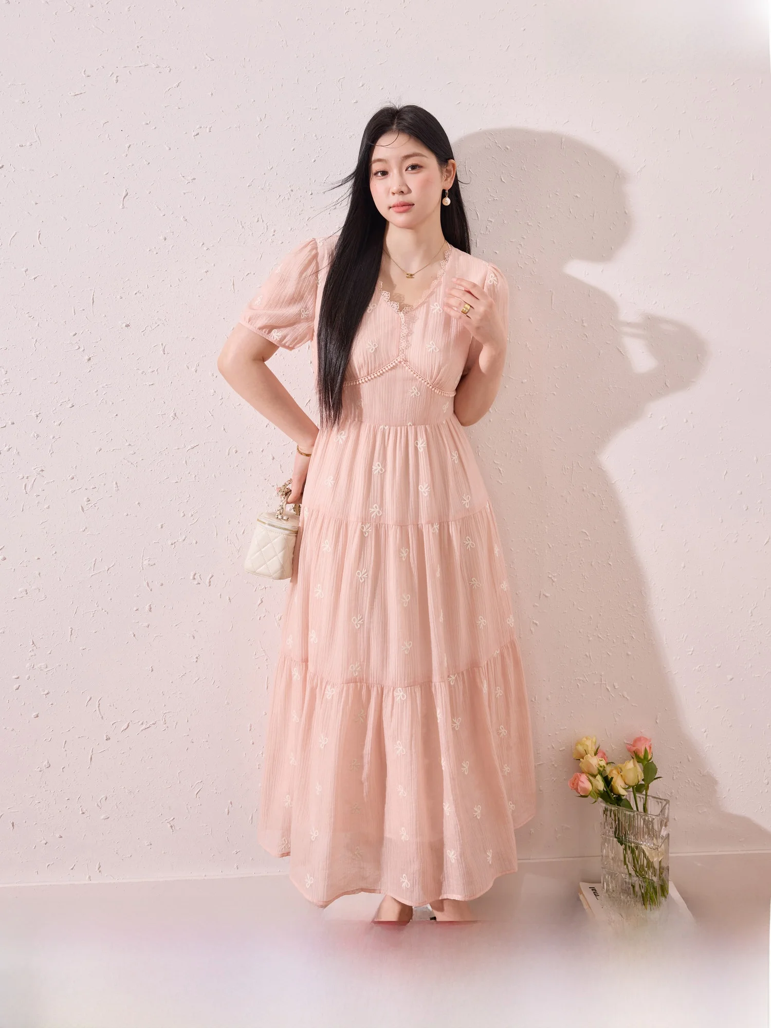 

Синее летнее женское платье больших размеров с вышивкой, V-образным вырезом, дышащее, приталенное, А-силуэт, длинное